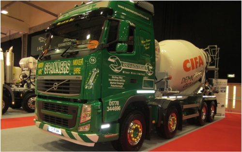 CIFA mixer on a Spanners Mixer Hire truck, UK.